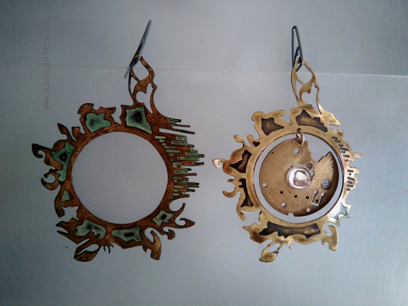 Pendientes SOLO MELLIZOS/ONLY TWINS earrings Latón patinado/patinated brass