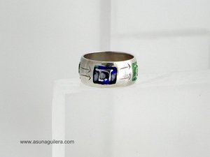 Anillo Las 4 Estaciones. Plata de Ley y Esmaltes al Fuego