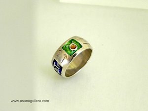 Anillo Las 4 Estaciones. Plata de Ley y Esmaltes al Fuego