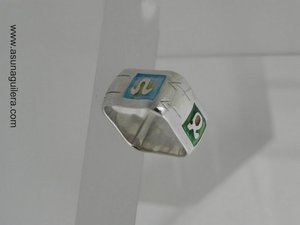 Anillo LAS 4 ESTACIONES - Cuadrado - Plata de Ley y Esmaltes al Fuego