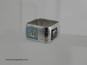 Anillo LAS 4 ESTACIONES - Cuadrado - Plata de Ley y Esmaltes al Fuego