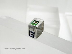 Anillo LAS 4 ESTACIONES - Cuadrado - Plata de Ley y Esmaltes al Fuego