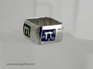 Anillo LAS 4 ESTACIONES - Cuadrado - Plata de Ley y Esmaltes al Fuego