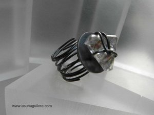 Anillo Construcciones.Plata de Ley -Cuarzo Rutilo.Pieza Única