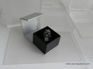 Anillo ESFERA TALLADA - Cuadrado- Mate - Plata de Ley