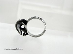Anillo ESFERA TALLADA - Redondo- Mate - Plata de Ley