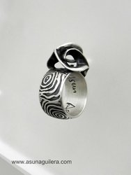 Anillo ESFERA TALLADA - Redondo- Mate - Plata de Ley