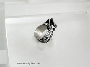 Anillo ESFERA TALLADA - Redondo- Mate - Plata de Ley