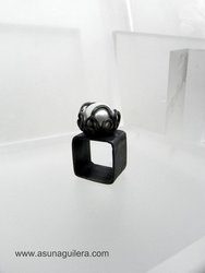 Anillo MI LÍO - Perla - Cuadrado - Plata de Ley y Perla Cultivada de Agua Dulce