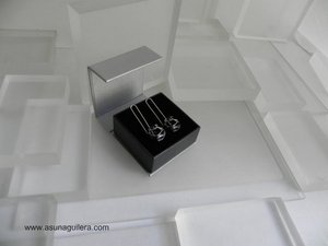 Pendientes ESFERA TALLADA - Colgar - Plata de Ley 