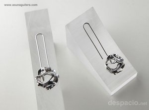 Pendientes ESFERA TALLADA - Colgar - Plata de Ley