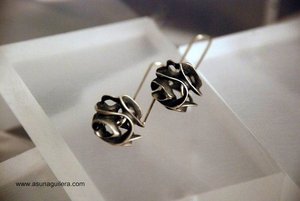 Pendientes ESFERA TALLADA - Colgar - Plata de Ley