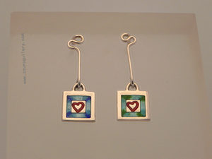 Pendientes CORAZONES/Colgar. Plata de ley y Esmaltes al Fuego