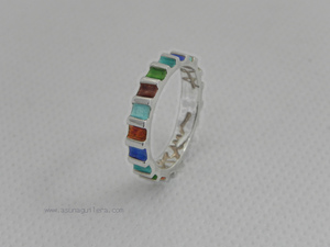 Anillo JAPONÉS / Estrecho/ Brillo. Colección Japonesa. Plata de ley y Esmaltes al Fuego. Joyería de Autor. Asun Aguilera, Tienda en Gijón, Trinidad 10